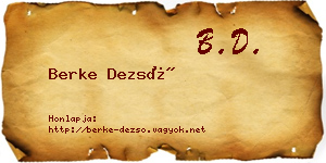 Berke Dezső névjegykártya